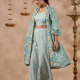 Light Green Cotton Printed Indo-Western Co-Ord Set