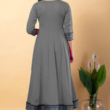 Smokey Gray Rayon Gota Work Anarkali Set