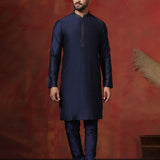 Dark Blue Dupion Kurta Set