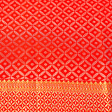 Bright Red Floral Kanjivaram Silk Saree