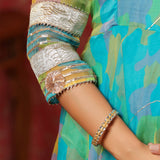 Cerulean Blue Organza Printed Anarkali Set