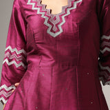 Purple Raw Silk Anarkali Set