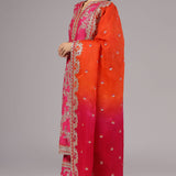 Bright Fuchsia Pink Dupion Silk Embroidered Kurti Set