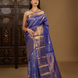 Cobalt Blue Floral Kanjivaram Silk Saree
