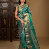 Pine Green Meenakari Kanjivaram Silk Saree
