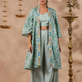 Light Green Cotton Printed Indo-Western Co-Ord Set