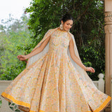 Multicolour Cotton Printed Anarkali Set