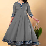 Smokey Gray Rayon Gota Work Anarkali Set
