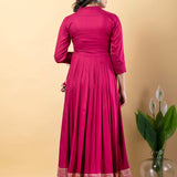 Debian Red Rayon Gota Work Anarkali Set