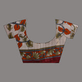 Falu Red Pure Silk Saree With Stripes Design