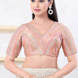 Pinkish Multi Colour Jacquard Blouse