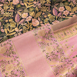 Dark Green Floral Kanjivaram Silk Saree