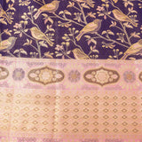 Dark Purple Floral Kanjivaram Silk Saree