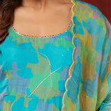 Cerulean Blue Organza Printed Anarkali Set