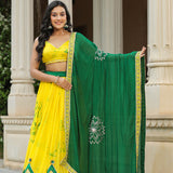 Golden Fizz Yellow Chinon Shibori Lehenga Set