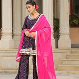 Mulberry Blue Cotton Bandhani Printed Sharara Set