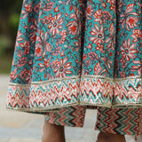 Persian Green Cotton Floral Printed Anarkali Set