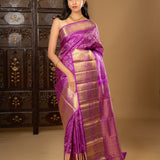 Purple Floral Kanjivaram Silk Saree