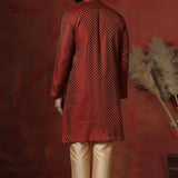 Maroon Cotton Blend Printed Designer Kurta Set