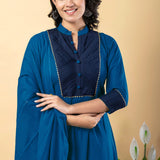 Deep Sea Blue Rayon Anarkali Set