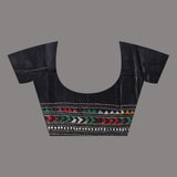 Black Pure Silk Kantha Stitched Saree