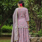 Blossom Pink Cotton Floral Printed Lehenga Set