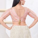 Pinkish Multi Colour Jacquard Blouse