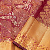 Dark Burgundy Floral Kanjivaram Silk Saree