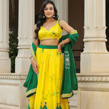 Golden Fizz Yellow Chinon Shibori Lehenga Set