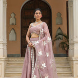 Dusty Pink Crepe Gota Work Lehenga Set
