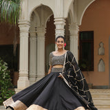 Black Cotton Silk Gota Embroidered Lehenga Set