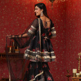 Black Organza Floral Printed Gharara Set