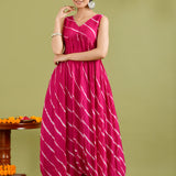Light Wine Chiffon Leheriya Printed Palazzo Set