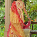 Cream Cotton Floral Printed Gharara Set