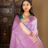 Light Purple Floral Kanjivaram Silk Saree