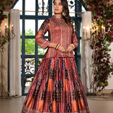 Maroon Satin Printed Lehenga Set