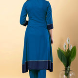 Deep Sea Blue Rayon Anarkali Set