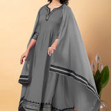 Smokey Gray Rayon Gota Work Anarkali Set