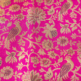 Bright Pink Floral Kanjivaram Silk Saree