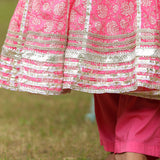 Persian Pink Cotton Floral Printed Anarkali Set