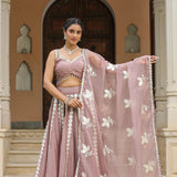 Dusty Pink Crepe Gota Work Lehenga Set