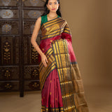 Dark Crimson Pink Kanjivaram Silk Saree