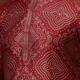 Cherry Red Dupion Embroidered Kurta Set