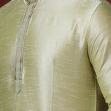 Soft Pista Green Solid Dupion Kurta Set
