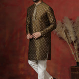 Mahendi Green Dupion Printed Kurta Set
