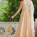 Multicolour Cotton Printed Anarkali Set