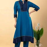 Deep Sea Blue Rayon Anarkali Set