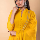 Mikado Yellow Rayon Gota Work Anarkali Set