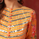 Sunshade Orange Organza Floral Printed Lehenga Set