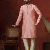 Soft Pink Dupion Printed Kurta Set
